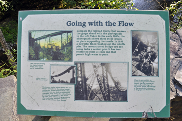 sign about the railroad trestle